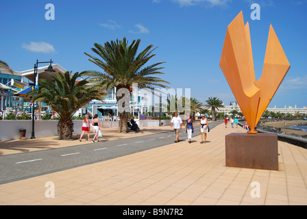 Strandpromenade, Playa de Matagorda, Puerto del Carmen, Lanzarote, Kanarische Inseln, Spanien Stockfoto