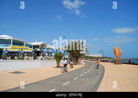 Strandpromenade, Playa de Matagorda, Puerto del Carmen, Lanzarote, Kanarische Inseln, Spanien Stockfoto