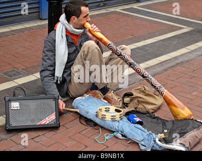 Didgeridoo Spieler Dublin Irland Stockfoto