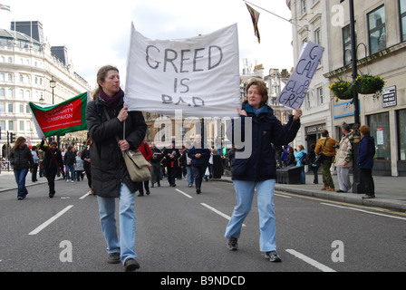 Anti-Kapitalismus protestieren Sie März 2009-London Stockfoto