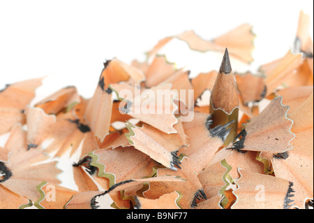 Bleistift in einer Umgebung Späne A Foto Nahaufnahme Stockfoto