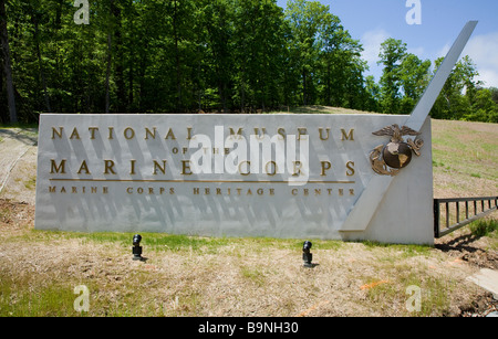 Eingangsschild zum Nationalmuseum Marine Corps in Quantico Va Stockfoto