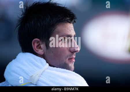 Adidas Tennisspieler Novak Djokovic Serbien während der Australian Open Grand Slam 2009 in Melbourne Stockfoto