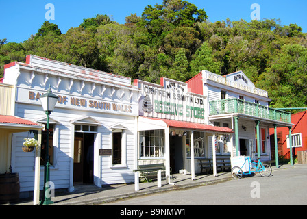 19. Jahrhundert Gold-Bergbau-Stadt, Vorstadt, Greymouth, West Coast, Südinsel, Neuseeland Stockfoto