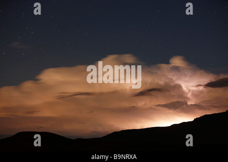 Gewitter, Blitz und Sterne über den Drakensbergen, KwaZulu Natal, Südafrika Stockfoto