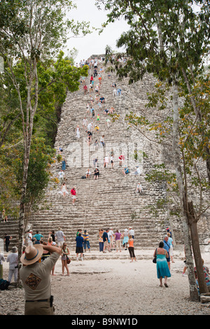 Mexiko Yucatan - Maya Coba-historische Ruinen Komplex - klettern die Pyramide Nohoch Mul Stockfoto