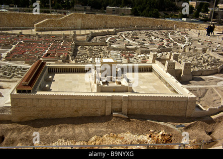 Modell des alten Jerusalem aus der Zeit des zweiten Tempels aus Gründen der Israel National Museum Stockfoto