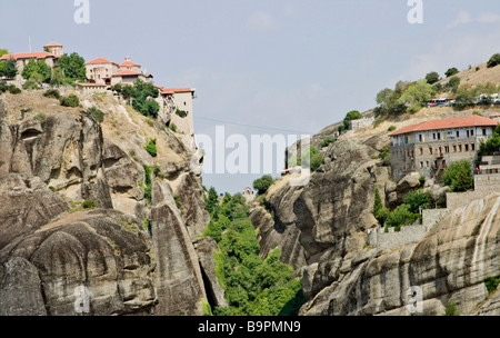 Meteora "Säulen des Himmels" Kloster gesehen von oben, Berg Kloster, Griechenland Stockfoto