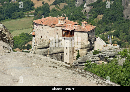 Meteora "Säulen des Himmels" Kloster gesehen von oben, Berg Kloster, Griechenland Stockfoto