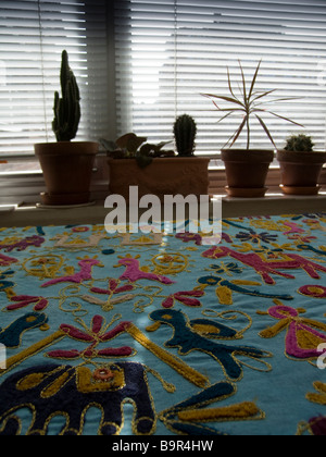 Topfpflanzen auf Fenster in einer Wohnung in New York auf Samstag, 21. März 2009 Richard B Levine Stockfoto