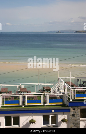 Blick Richtung Godrevy Leuchtturm von St. Ives Cornwall UK Stockfoto