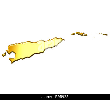 Ost-Timor golden 3D-Karte isoliert in weiß Stockfoto