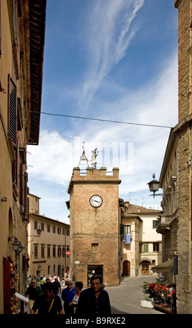 Pulcinella-Turm in Montepulciano Stockfoto