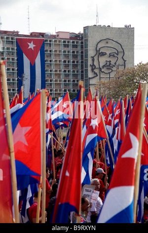 Che Guevara Bild auf das Ministerium des Innern Gebäude in Havanna, Kuba Stockfoto