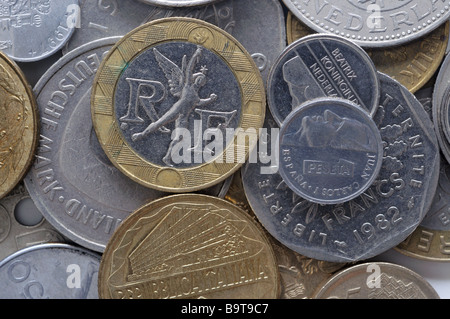 Gemischten europäischen Münzen Stockfoto