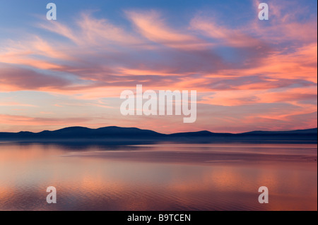 Sonnenuntergang vom Logan schwärmen Vista Point, off Highway 50, Zephyr Cove, Lake Tahoe, Nevada, USA Stockfoto