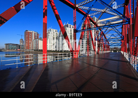 Detroit Brücke, Salford Quays, Manchester, Lancashire, England, Großbritannien. Stockfoto