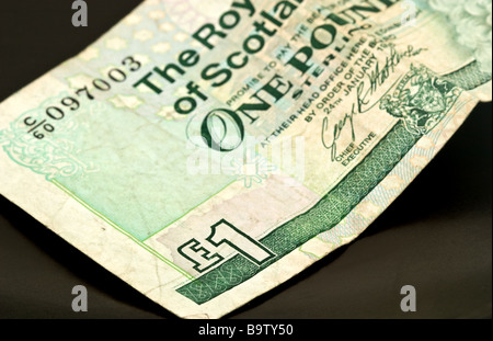 Schottische ein-Pfund-Note von der Royal Bank of Scotland Stockfoto