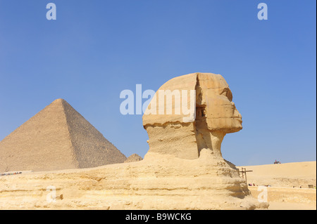 Ägypten-Gizeh die großen Pyramiden und die Sphinx Stockfoto