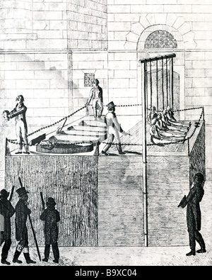 Ausführung der CATO STREET VERSCHWÖRER im Newgate-Gefängnis auf 1 kann 1820 Stockfoto