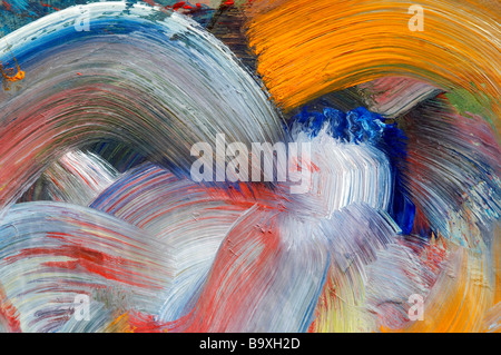 Extreme Nahaufnahme von Pinsel Striche - Farben laufen - Handwerk Stockfoto