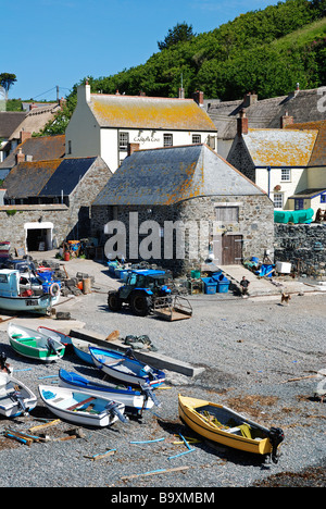 der kleine Kiesstrand an der Cadgwith Bucht, Cornwall, uk Stockfoto