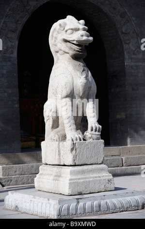 Stein-Löwen von Yuan Dynasty(1271–1368) in Tianjin Tianhou Palast in Tianjing 14. März 2009 Stockfoto