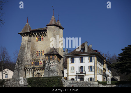 Chateau de Vaumarcus, Canton de Neuchâtel, Suisse. Stockfoto