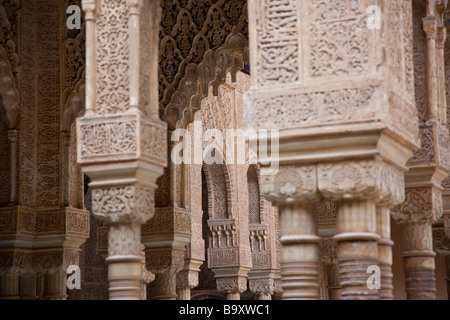 Patio de Los Leones im Palast der Alhambra in Granada Spanien Stockfoto