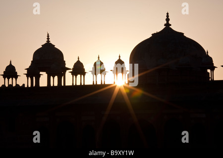 Sonnenuntergang in der Freitags-Moschee oder Jama Masjid in Fatehpur Sikri Indien Stockfoto