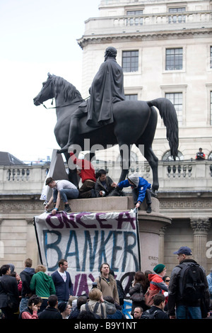 G20-Kernschmelze Protest außerhalb der Bank of England Stockfoto