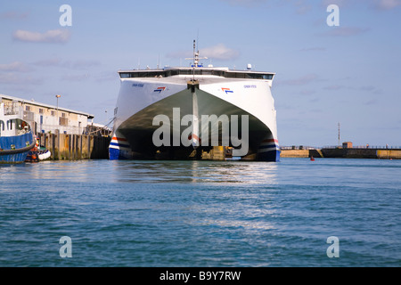 Condor Vitesse Liegeplatz im Hafen von Weymouth. Dorset. VEREINIGTES KÖNIGREICH. Stockfoto