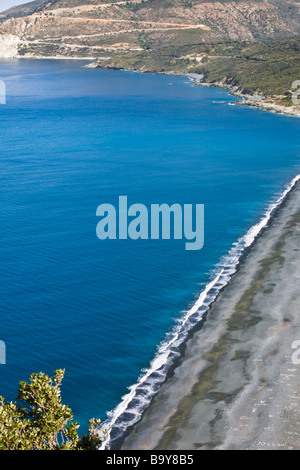 Luftaufnahme über Strand von Nonza Cap Corse Korsika Frankreich Stockfoto