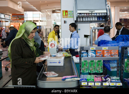 Kasse, Carrefour-Supermarkt, Ciy Center Mall, Kairo, Ägypten Stockfoto