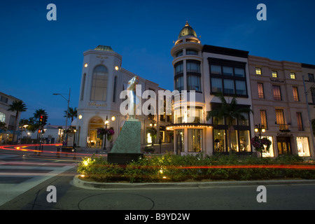 Rodeo Drive in Beverly Hills in der Nacht Stockfoto