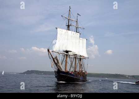 Earl of Pembroke drei Masten quadratischen Rig Großsegler, Plymouth, Devon, UK Stockfoto