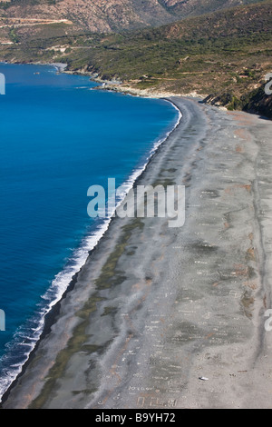 Luftaufnahme über Strand von Nonza Cap Corse Korsika Frankreich Stockfoto