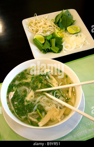 Eine Schüssel Pho Vietnamese Reis Nudelsuppe in einem Restaurant in Ho-Chi-Minh-Stadt-Vietnam Stockfoto