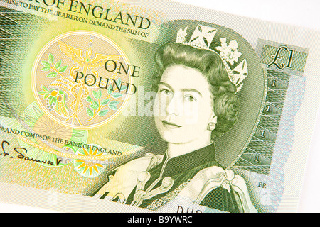 Geld Währung Detail der alten britischen ein Pfund-banknote Stockfoto