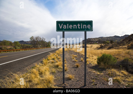 Valentine Ortstafel in der Nähe von Williams, Arizona USA Stockfoto