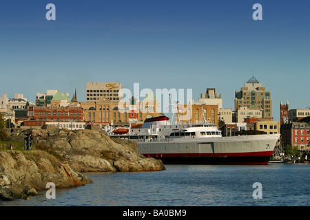 Der Coho Passagierfähre im Inneren Hafen von Victoria, British Columbia, Kanada. Stockfoto