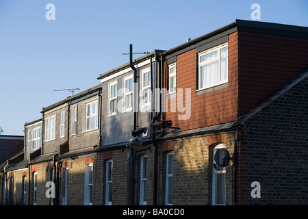 Dormer Dachausbau Ergänzungen/Gauben/dormas/dorma Dächer Erweiterungen auf der Terrasse Haus/Reihenhäuser in Twickenham. Großbritannien Stockfoto