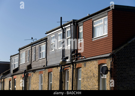 Dormer Dachausbau Ergänzungen/Gauben/dormas/dorma Dächer Erweiterungen auf der Terrasse Haus/Reihenhäuser in Twickenham. Großbritannien Stockfoto