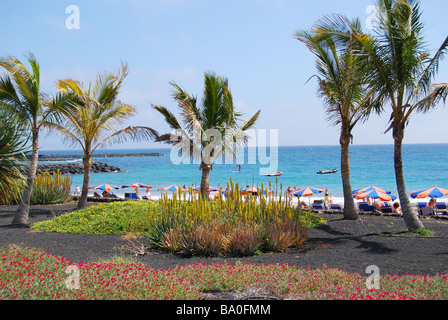 Las Cucharas Strand, Costa Teguise, Lanzarote, Kanarische Inseln, Spanien Stockfoto
