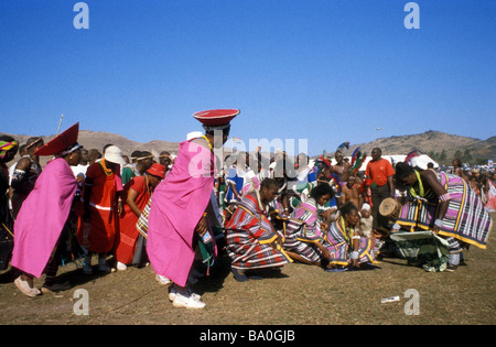 Reed Dance zeremonielle Teilnehmer Kwa Zulu natal South Africa Stockfoto