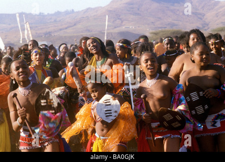 Reed Dance zeremonielle Teilnehmer Kwa Zulu natal South Africa Stockfoto