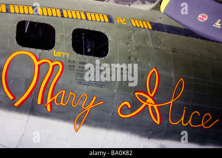 Nahaufnahme von Mary Alice American Bomber an das Imperial War Museum Duxford Stockfoto