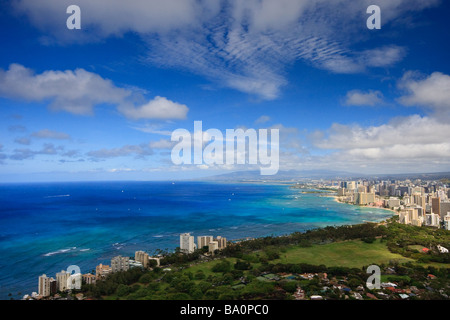 Honolulu-Blick vom Diamond Head Krater Stockfoto