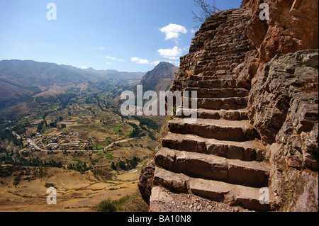 Eine Inka-Treppen in Pisac, peru Stockfoto