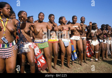 Reed Dance zeremonielle Teilnehmer Kwa Zulu natal South Africa Stockfoto